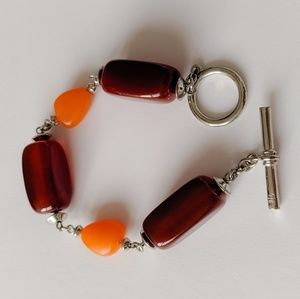 RALPH LAUREN Bracelet brown orange silver